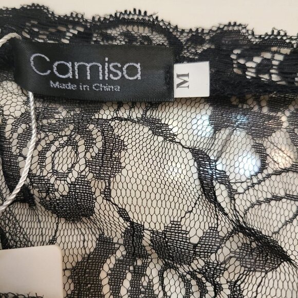 Camisa Blue knot-front off-shoulder tunic and sheer lace Tank Size: Medium NWT - Picture 8 of 14